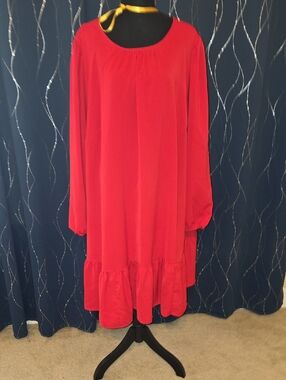 Ava & Viv Red Long-Sleeve Ruffle-Hem Dress
